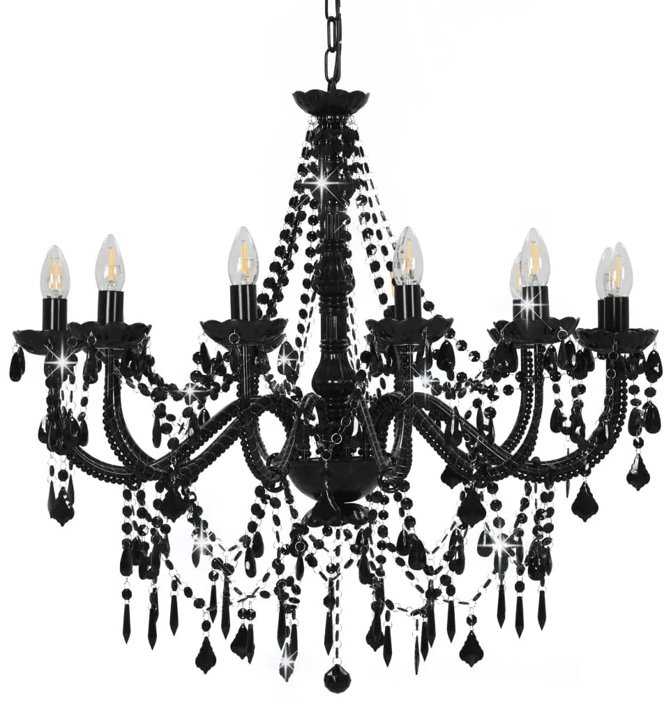 Lustre com contas lâmpadas 12 x E14 preto