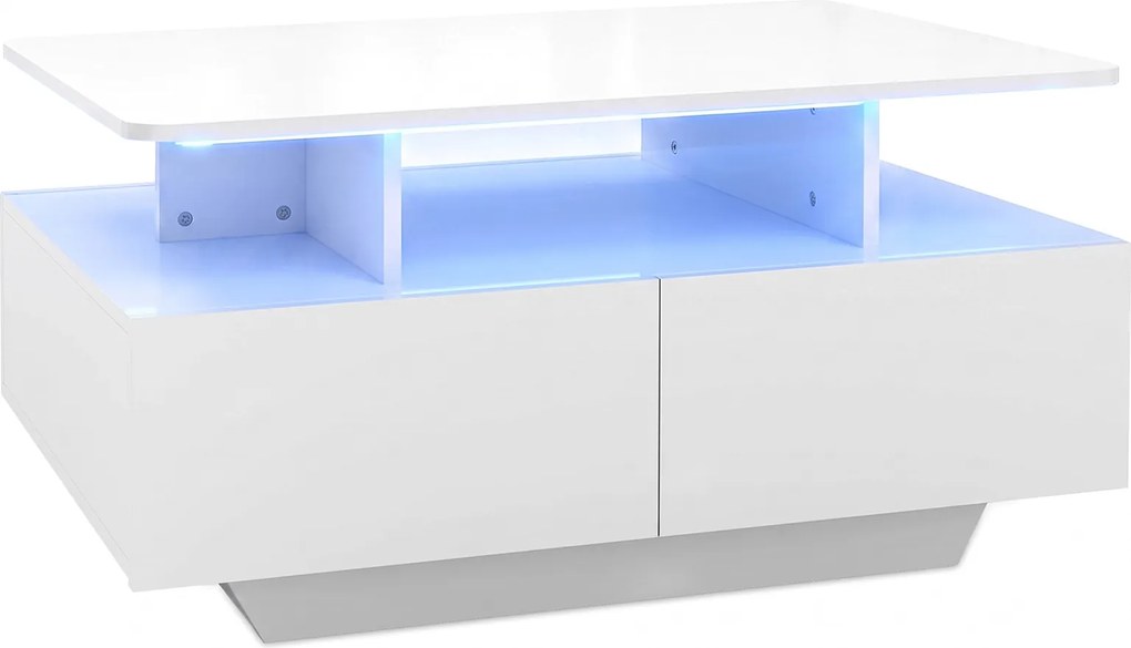 Mesa de Centro, 90 x 55 x 45,5 cm, Iluminação LED Regulável, Branco
