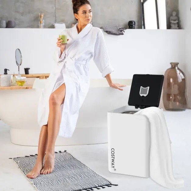 Aquecedor de Toalhas Aquecedor de Toalhas de Luxo Banheira com Temporizador de Desligamento Automático e Ecrã LED 23L SPA 114 x 178 cm Branco