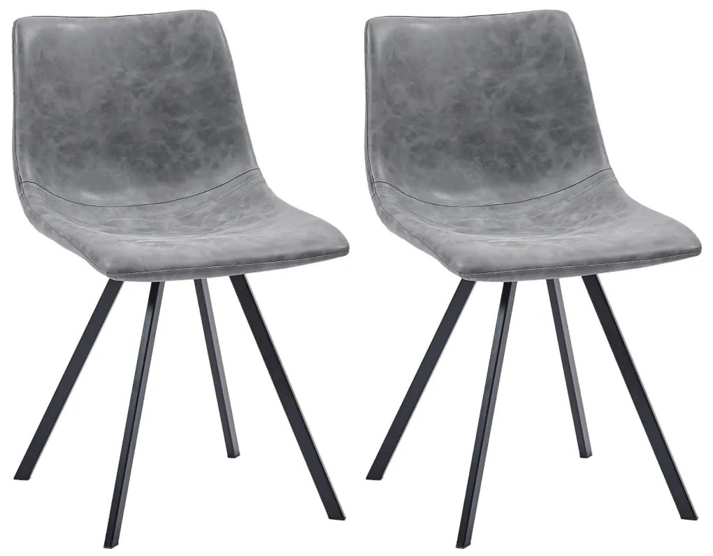 vidaXL Cadeiras de jantar 2 pcs couro artificial cinzento