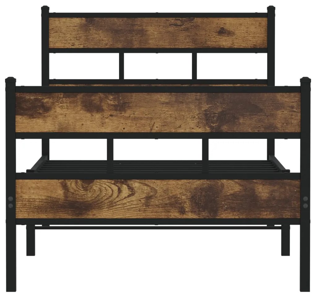 Estrutura de cama sem colchão 90x190 cm metal carvalho fumado