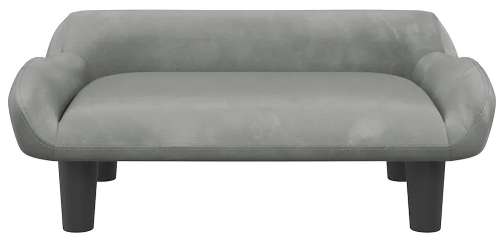 Cama para cães 70x40x24 cm veludo cinzento-claro
