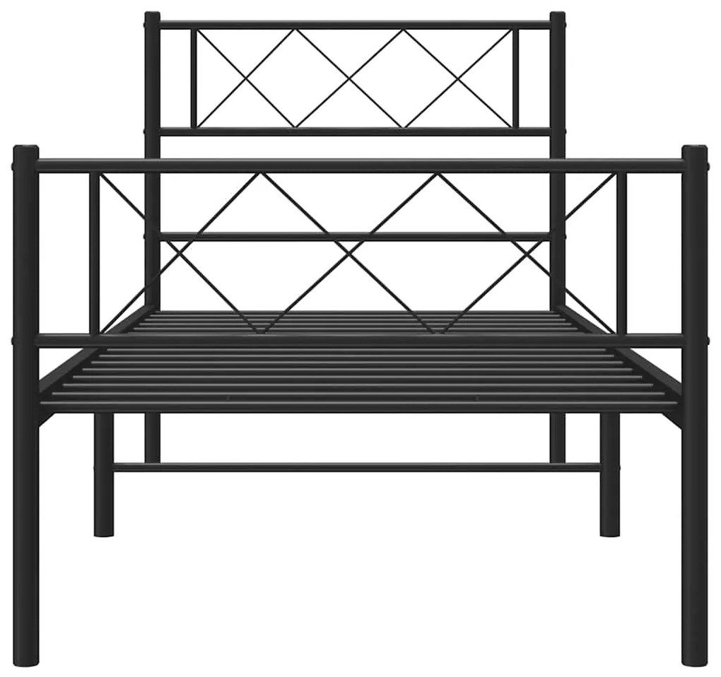 Estrutura de cama com cabeceira e pés 100x200 cm metal preto