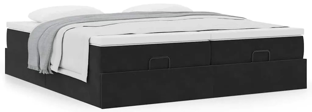 Estrutura de cama otomana com colchões 160x200 cm veludo preto