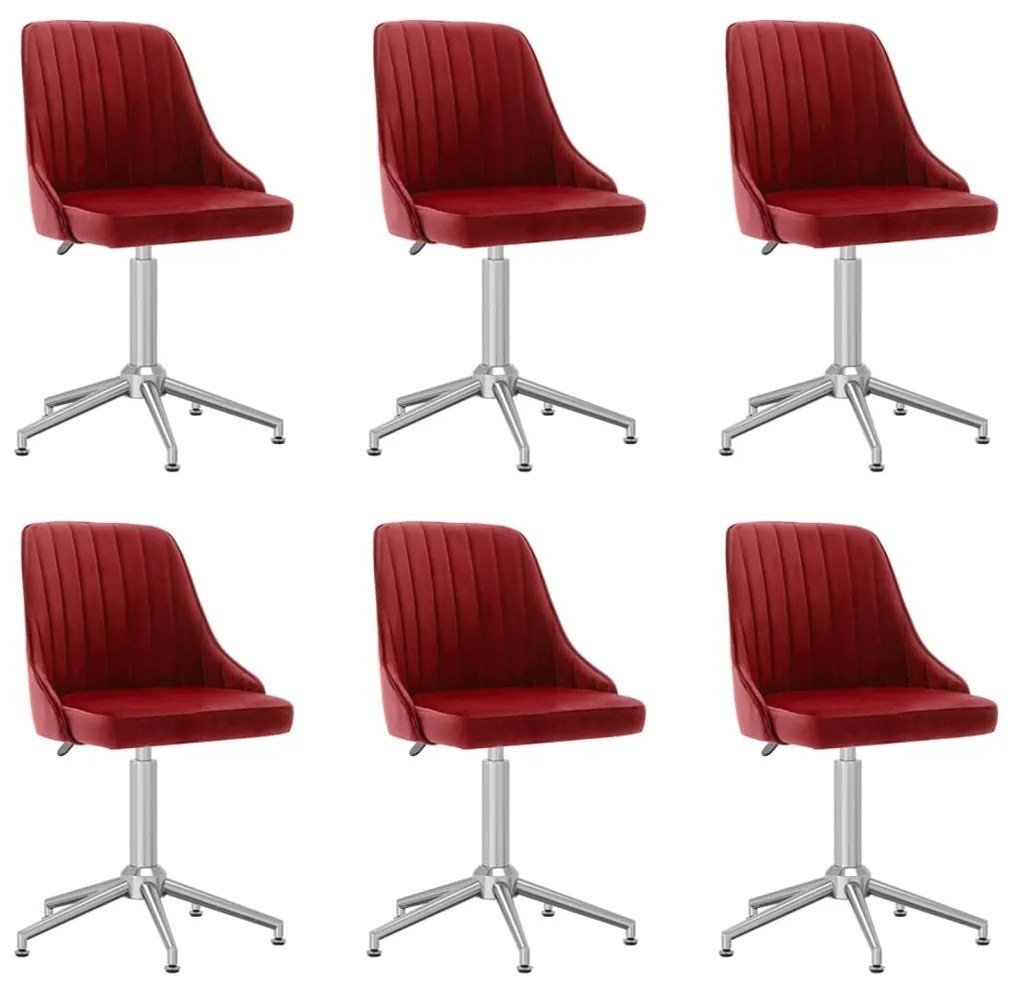 vidaXL Cadeiras de jantar giratórias 6 pcs veludo vermelho tinto