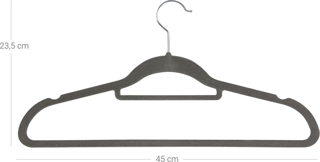 Conjunto 50 Cabides de veludo cinza