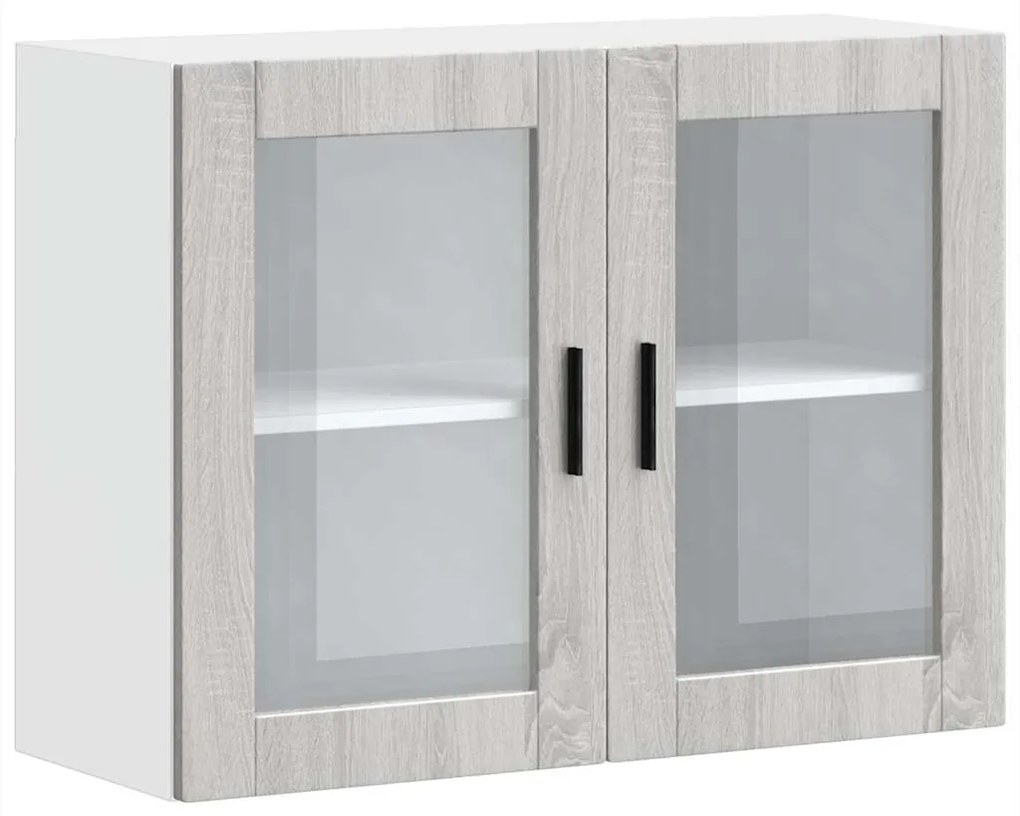 vidaXL Armário de parede de cozinha porta de vidro Porto cinza sonoma