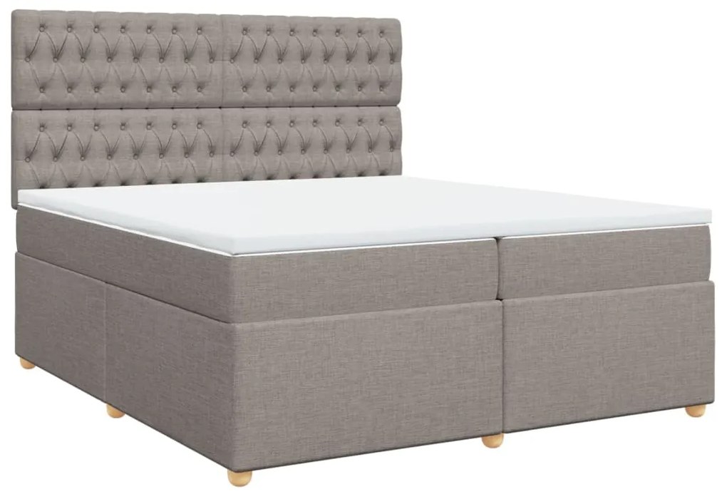 Cama com molas/colchão 200x200 cm tecido castanho-acinzentado
