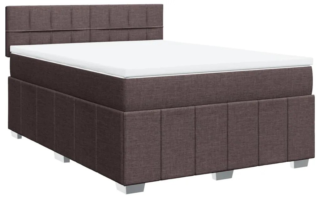 Cama com molas/colchão 140x200 cm tecido castanho-escuro
