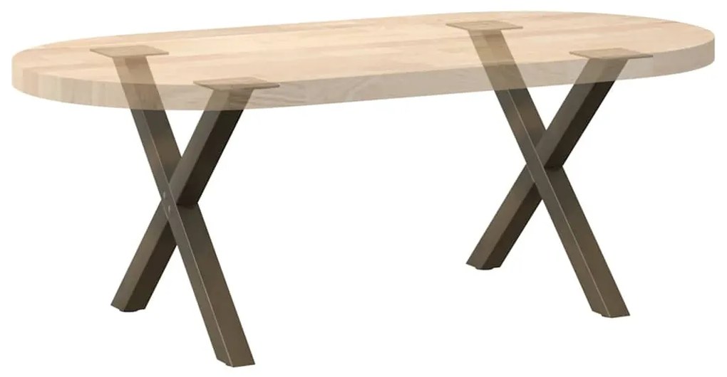 Pés para mesa de centro em formato de X, 2 peças, aço natural, 60x (42