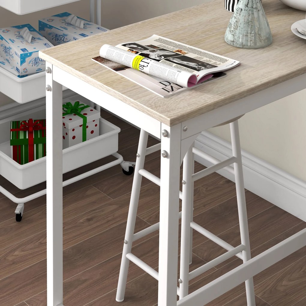 Conjunto de Mesa Alta de Bar com 2 Bancos Mesa Alta de Cozinha com Ban