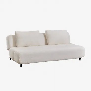 Sofá-cama De 3 Lugares Em Tecido Bouclé Miami Caracóis Blanco - Sklum