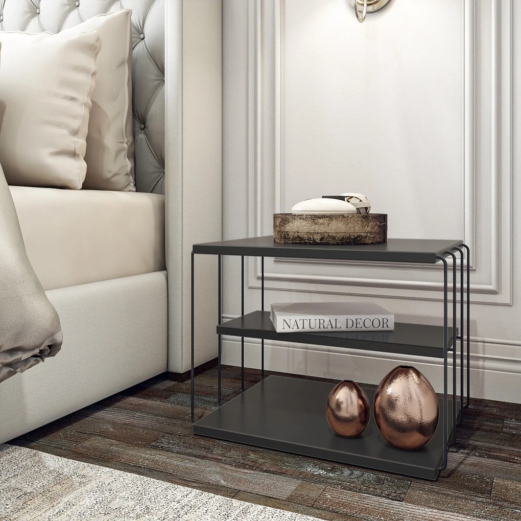 Mesa de Apoio Lifon – Antracite e Preto – 50 cm x 33 cm x 40 cm