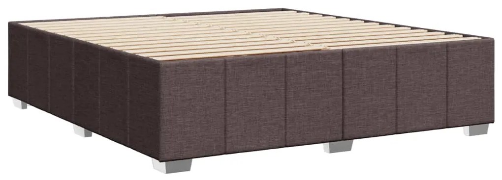 Estrutura de cama sem colchão 200x200 cm tecido castanho-escuro