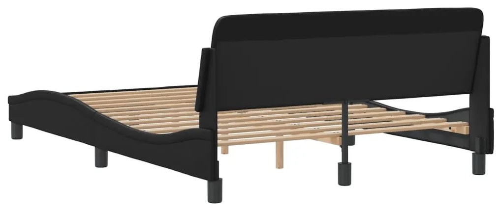 Estrutura de cama c/ cabeceira 120x200cm couro artificial preto
