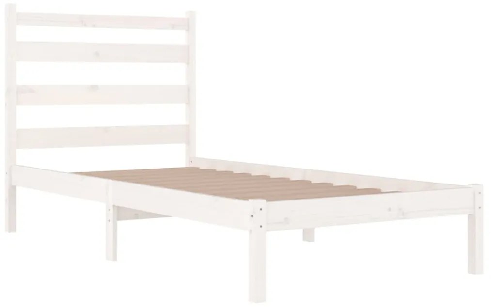 Estrutura de cama 100x200 cm pinho maciço branco