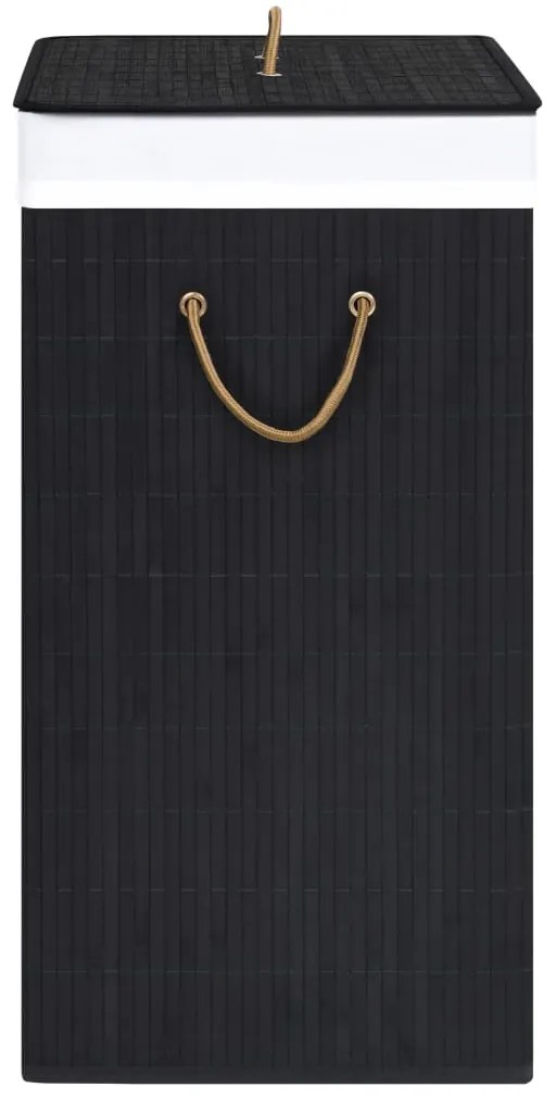 Cesto para roupa suja c/ secção única 83 L bambu preto