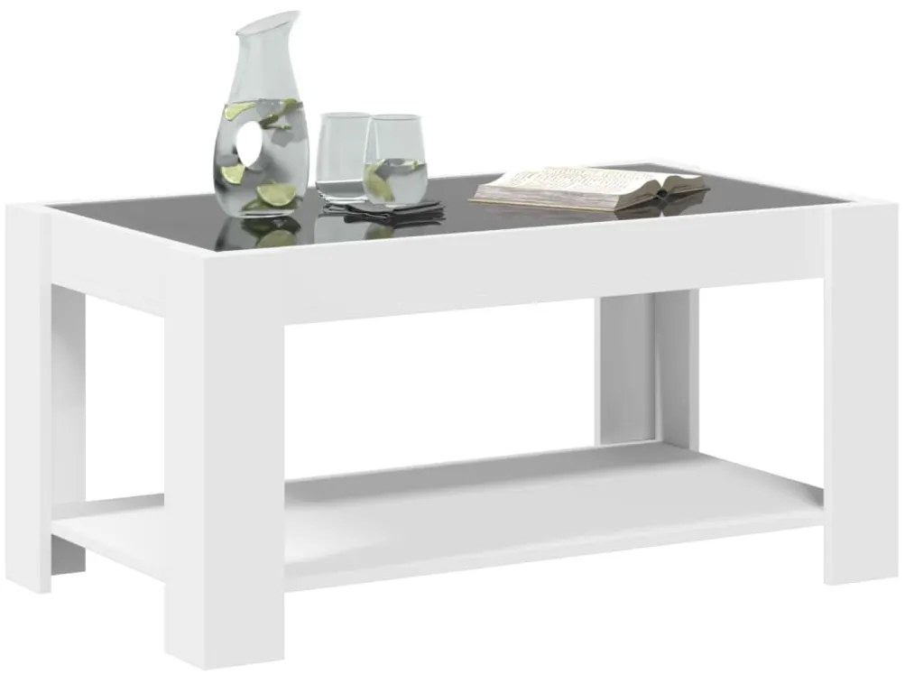 Mesa de centro c/ LEDs 93x53x45 cm derivados de madeira branco