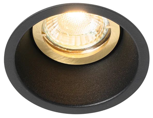Foco embutido moderno preto com dourado rotativo e inclinável - Alloy Moderno