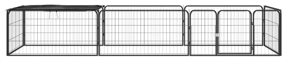 Parque p/ cães c/ 8 painéis 100x50 cm aço revestido a pó preto