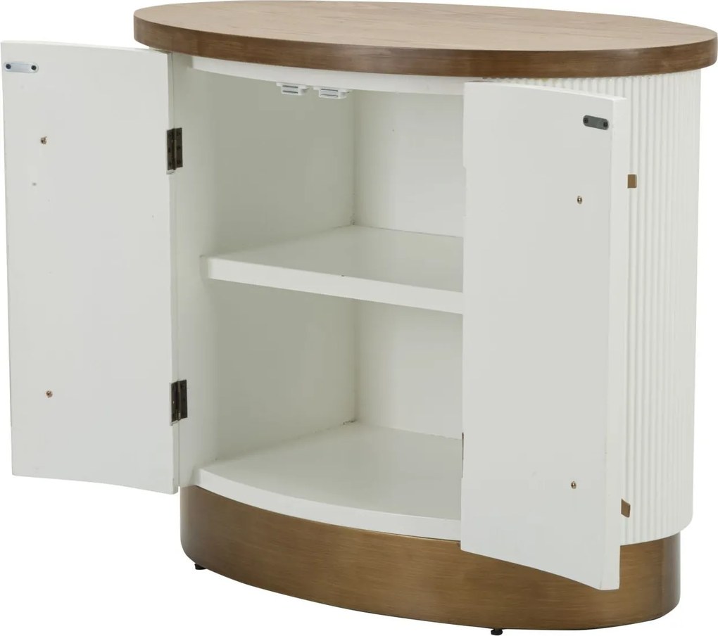 Aparador Tolosa com 2 Portas – 79x48x67 cm – Branco, Castanho e Dourad