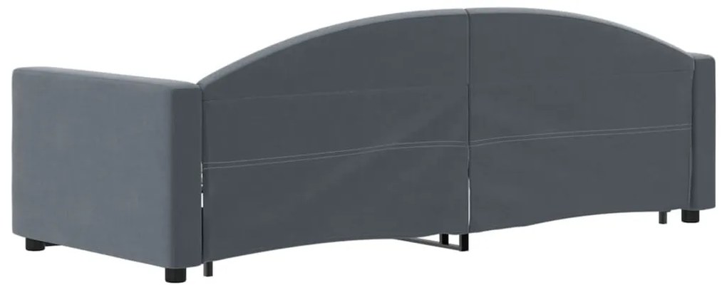 Sofá-cama com gavetão 80x200 cm veludo cinzento-escuro