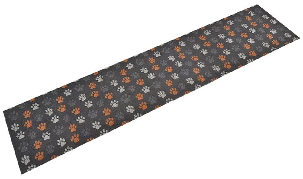 vidaXL Tapete de cozinha lavável 60x300 cm veludo padrão patinhas