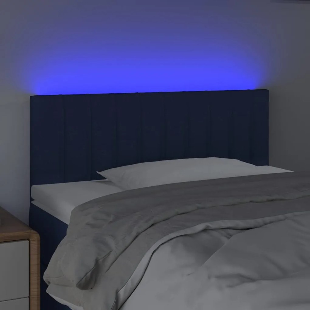 Cabeceira de cama c/ luzes LED tecido 80x5x78/88 cm azul