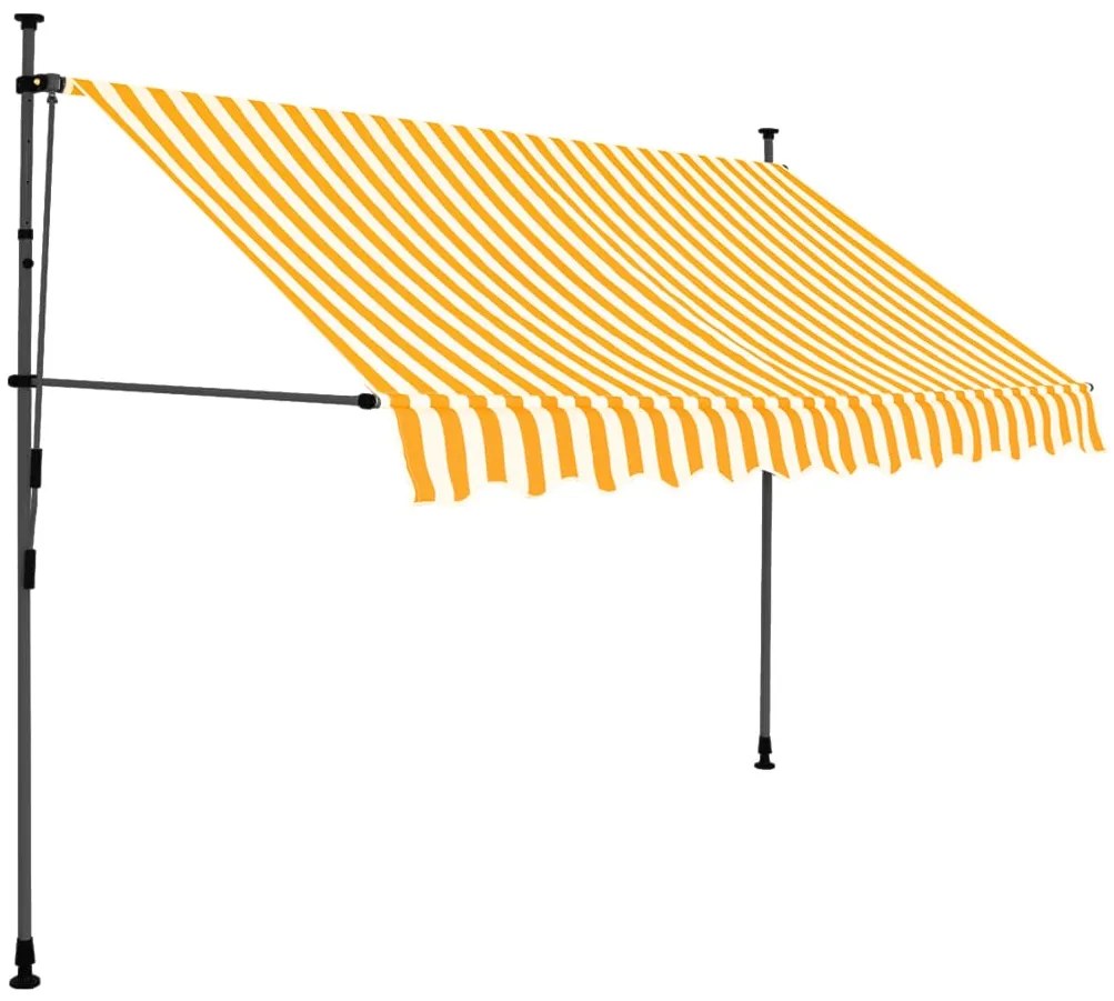 Toldo retrátil manual com LED 300 cm branco e laranja