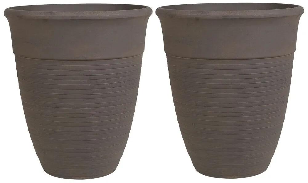 Conjunto de 2 vasos para plantas em pedra castanha 50 x 50 x 58 cm KATALIMA Beliani