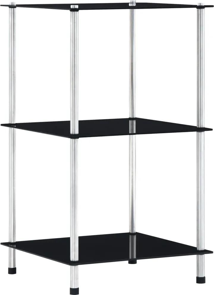 Estante 3 prateleiras 40x40x67 cm vidro temperado preto