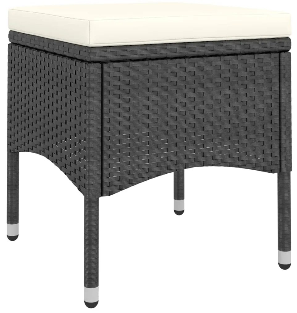 4 pcs conjunto de cadeiras e bancos de jardim vime PE preto