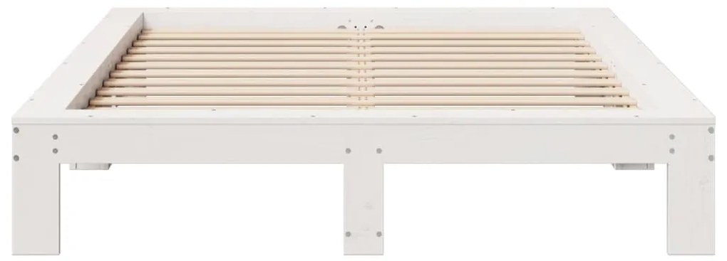 Cama sem colchão 160x200 cm madeira de pinho maciça branco