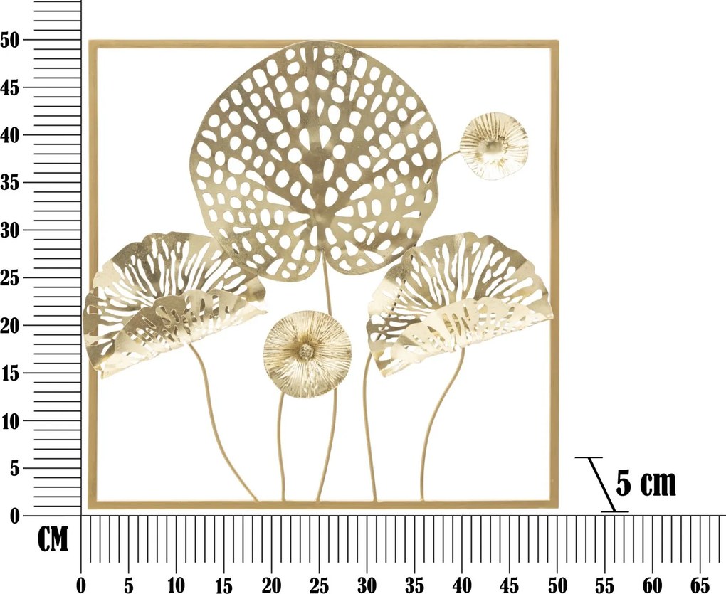 PAINEL DE PAREDE DE FERRO FLORES DOURADAS CM 50X5X50 MULTICOLORIDO
