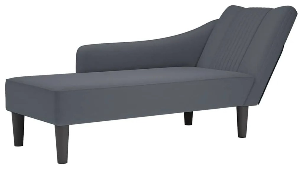 Chaise Lounge com apoio de braço direito veludo cinzento escuro