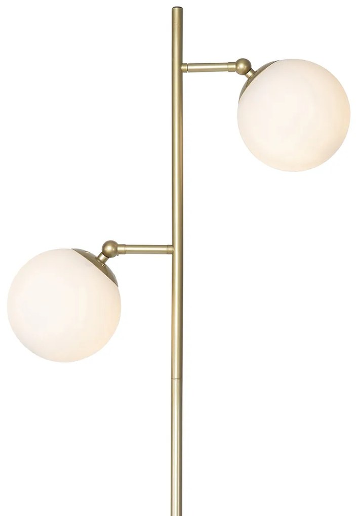 LED Candeeiro de pé inteligente dourado com vidro fosco incl. 2 Wifi P45 - Pallon Art Deco