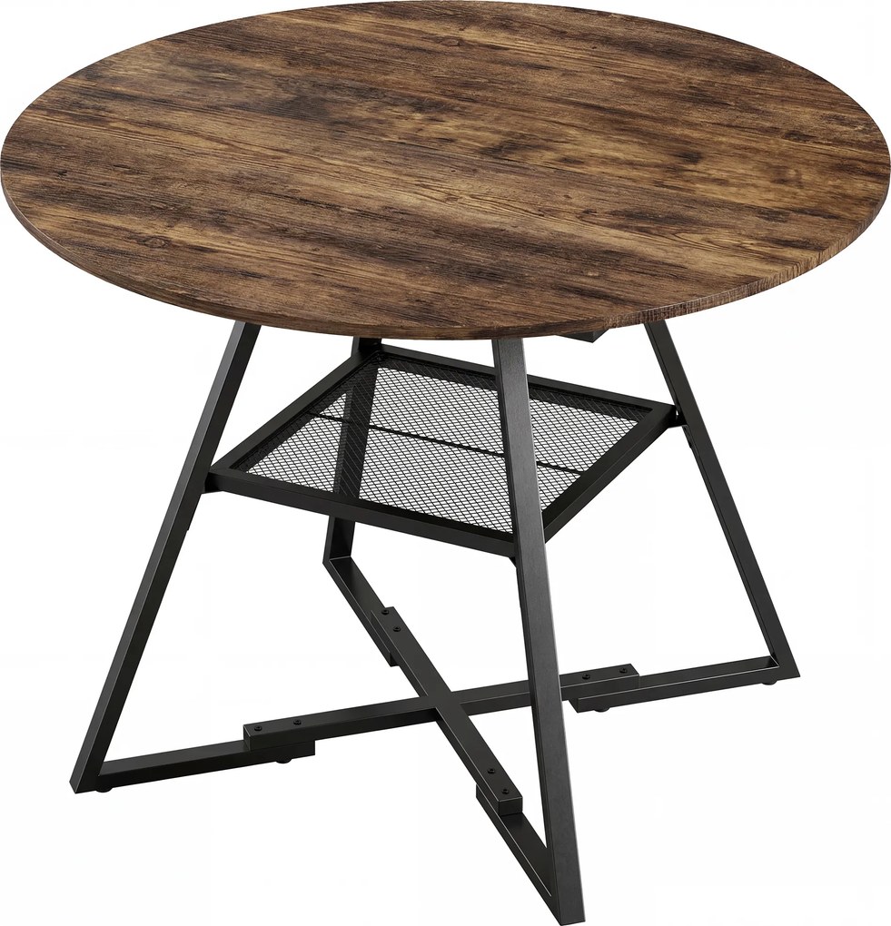 Mesa Redonda 100 cm para 4 Pessoas (CADEIRAS NÂO INCLUIDAS) de Estilo Industrial com Estrutura Metálica Preta