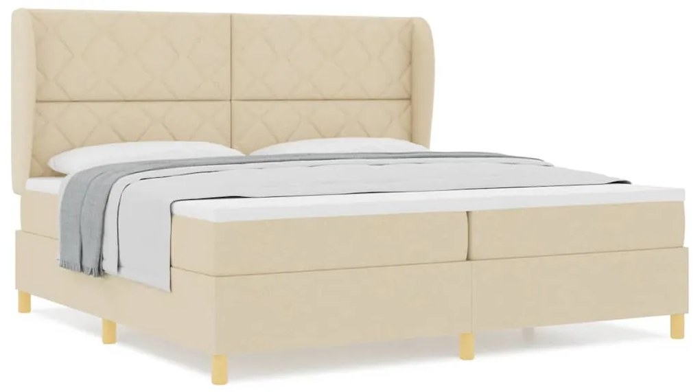 Cama Box Creme vidaXL com Colchão 200x200 cm Tecido