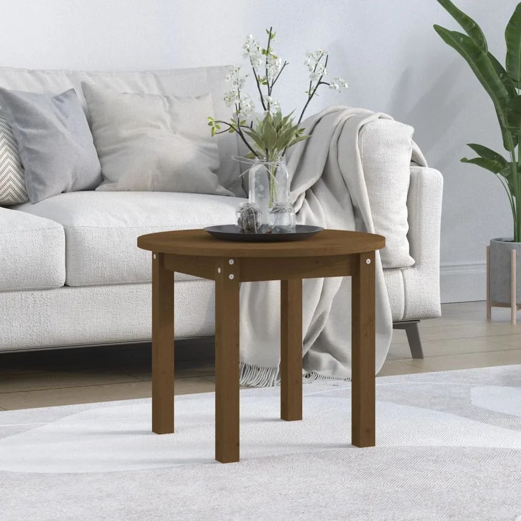 822330 vidaXL Mesa de centro Ø 55x45 cm madeira pinho maciça castanho-mel