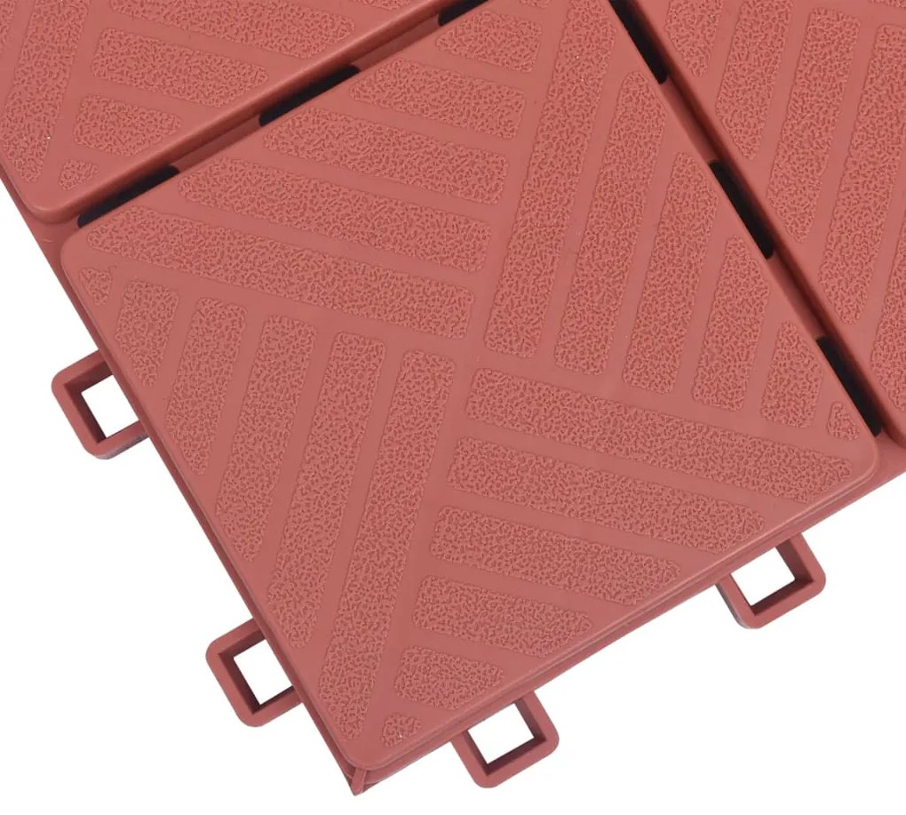 Ladrilhos de terraço 10 pcs 30,5x30,5 cm plástico vermelho