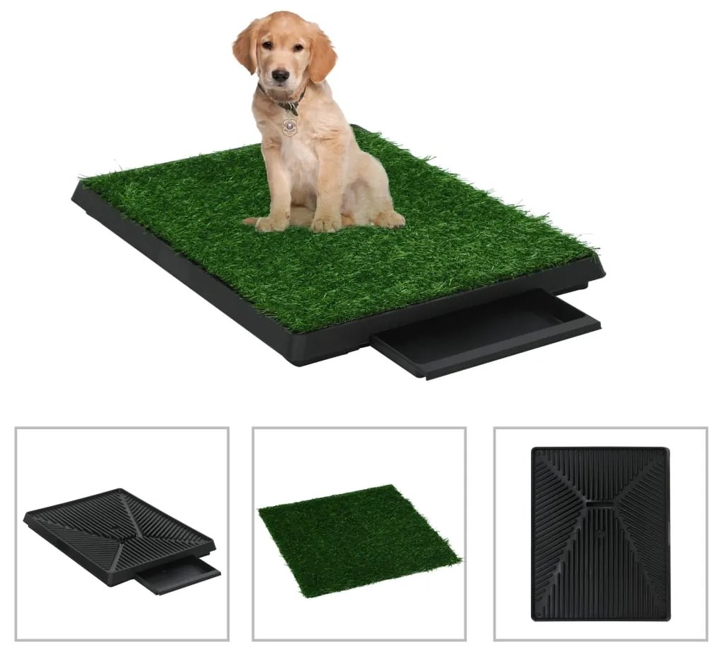 vidaXL WC animais de estimação c/ bandeja e relva artificial 63x50x7cm