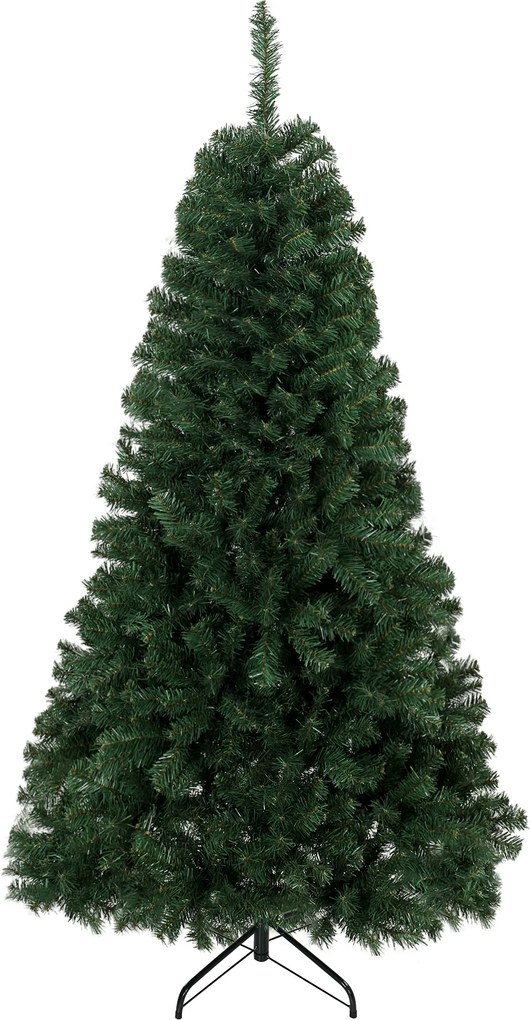 HOMCOM Árvore de Natal 180 cm Artificial com 888 Ramos Ignífugos, Base Metálica Dobrável, Verde | Aosom Portugal