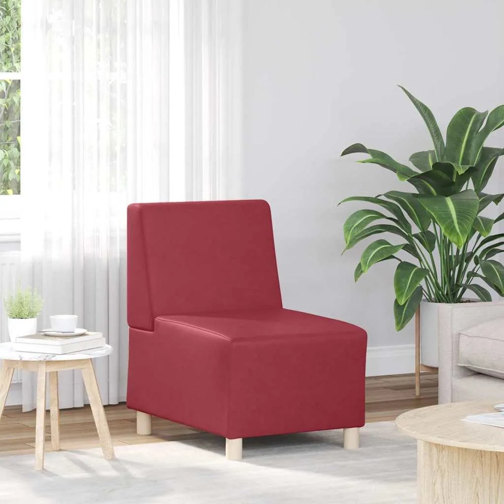 Poltrona sem braços 55 cm couro artificial vermelho tinto