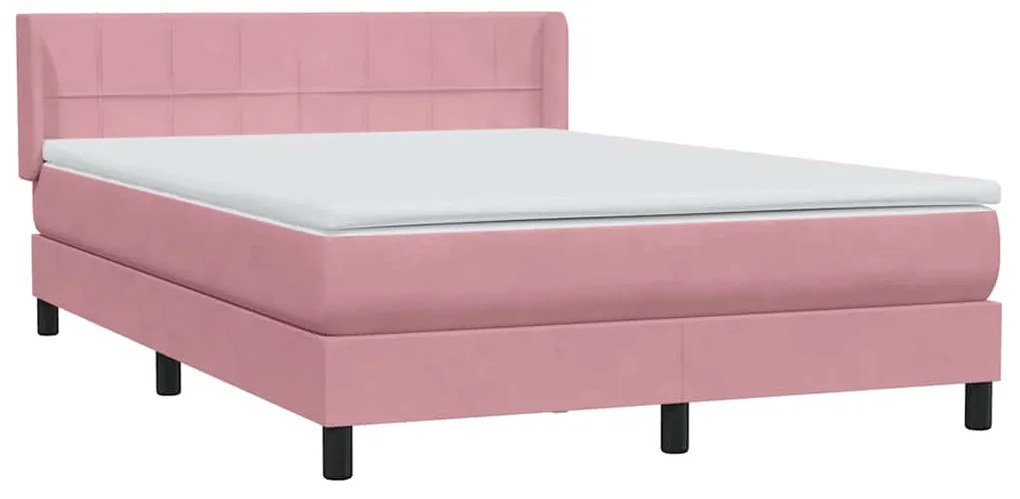 Cama com molas/colchão 140x210 cm veludo Rosa