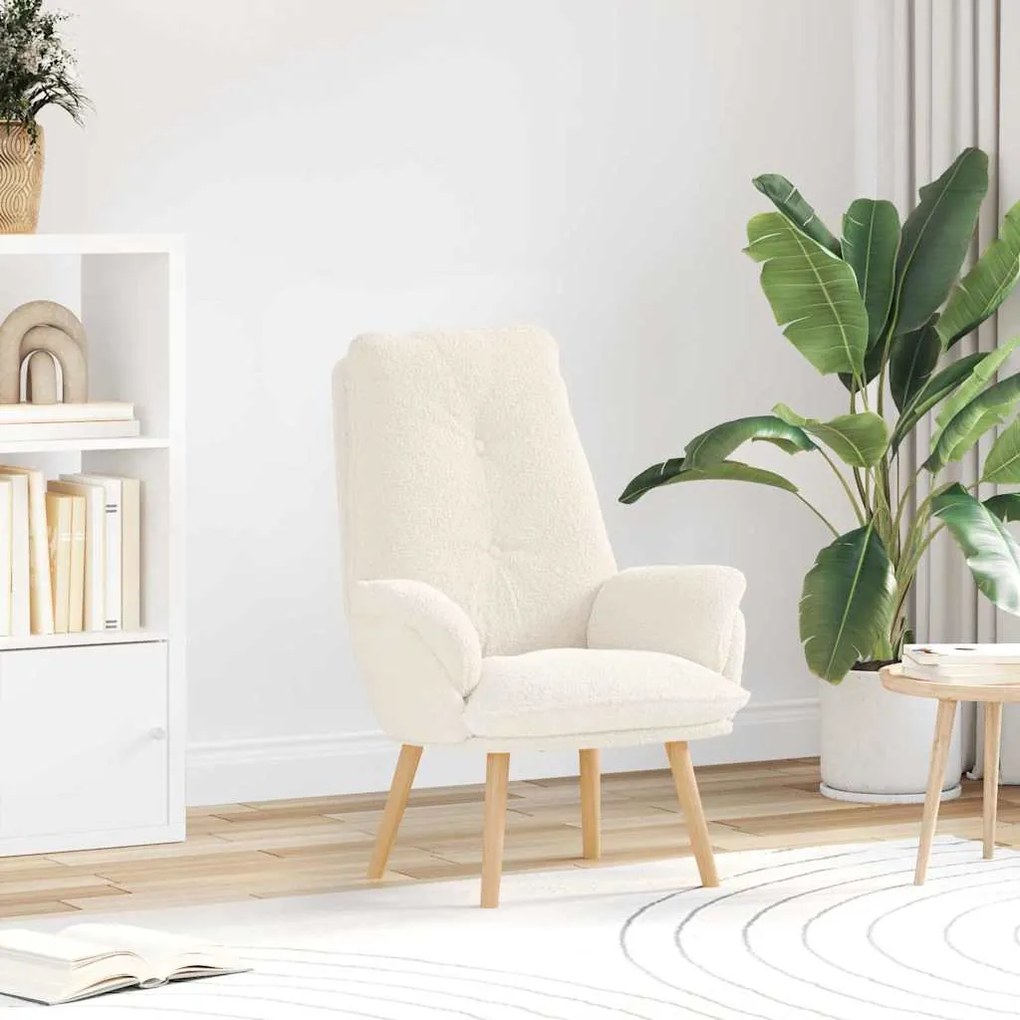 Cadeira Relaxante Creme em Tecido com aspecto de Lã