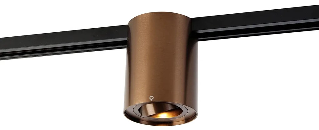 Foco moderno de calha monofásico bronze escuro - Iconic Rondoo Up