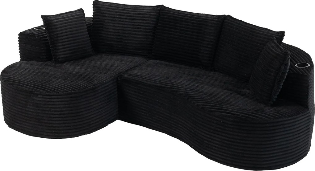 Bogesofa em veludo cotelê, Preto | AOSOM Portugal