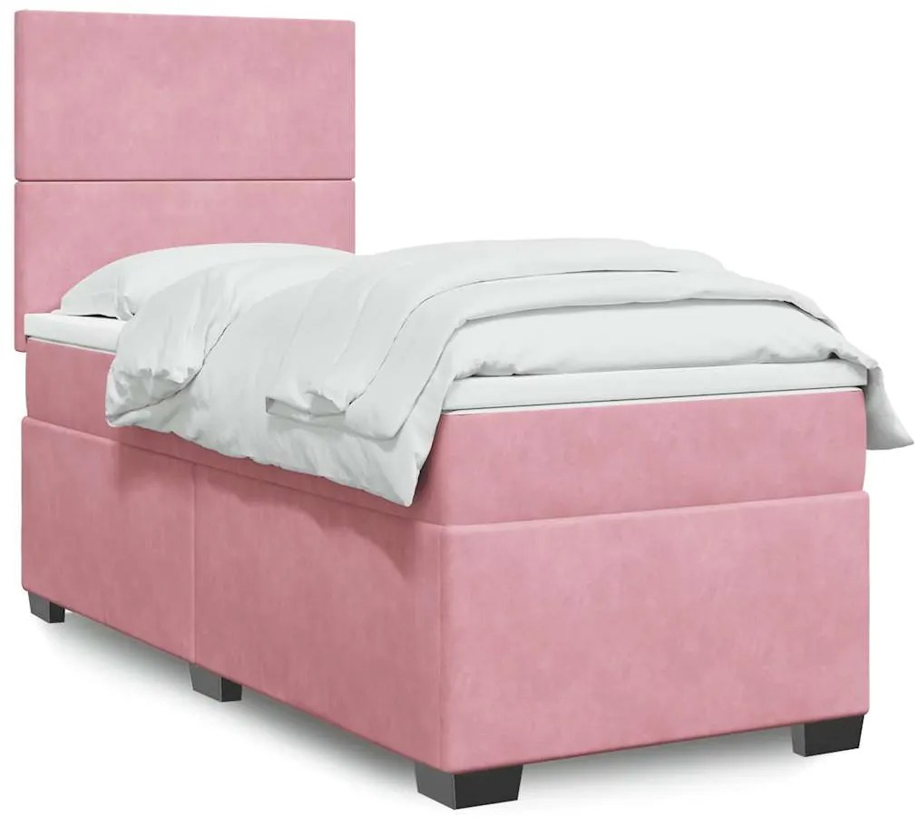 Cama com molas/colchão 90x190 cm veludo rosa