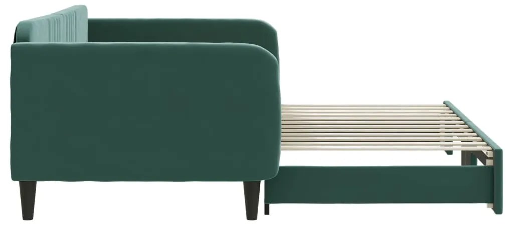 Sofá-cama com gavetão 100x200 cm veludo verde-escuro