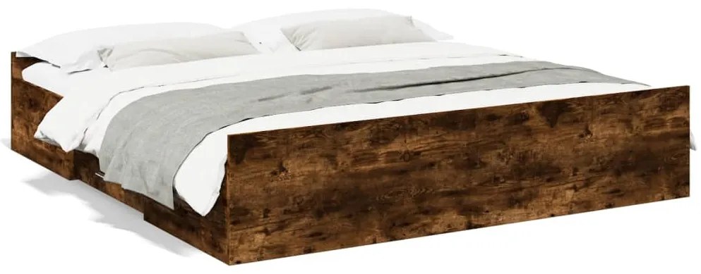 vidaXL Estrutura de cama c/ gavetas derivados madeira carvalho fumado